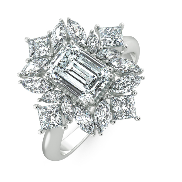 Nhẫn Kim Cương Emerald kết hợp Fancy Halo NKC8210 3